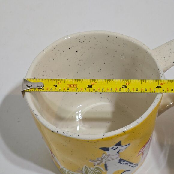 Anthropologie Coffee Tea Mug Yellow Dogs Dalmation Bulldog Poodle 3.5"x4" - Picture 6 of 6